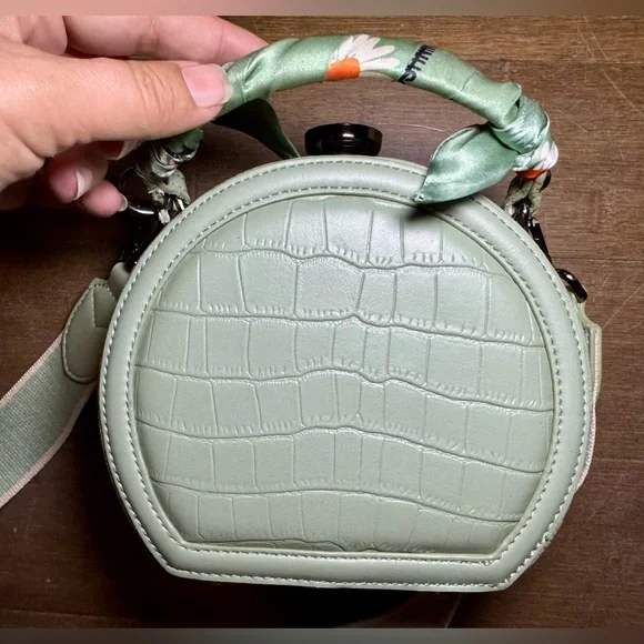 Mint Green Croc-Embossed Mini Bag - Picture 10 of 16